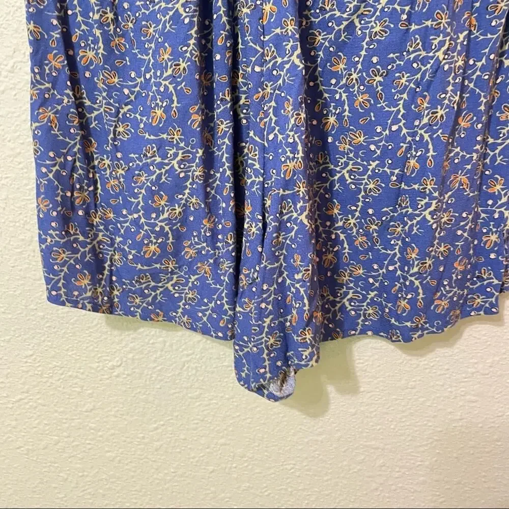Chelsea & Violet Blue Floral Ruffled Sleeveless Romper Womens XS Coquette Summer